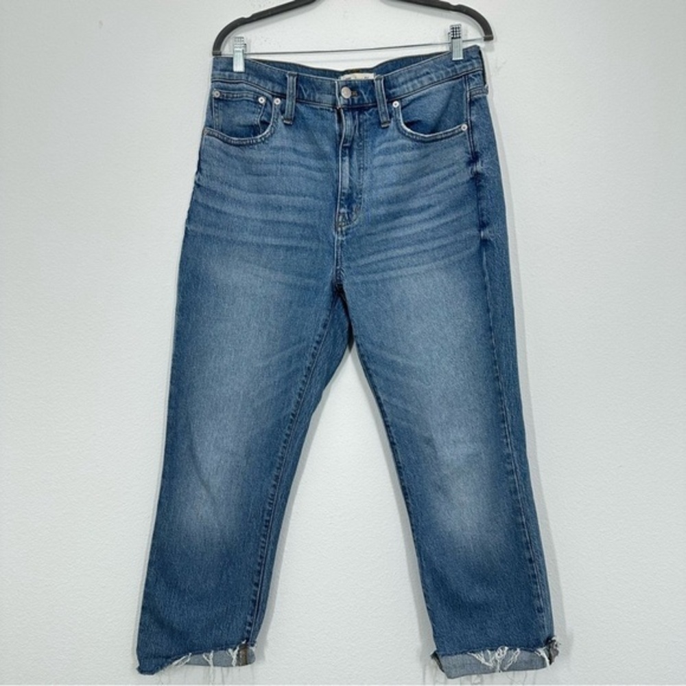 Madewell The High-Rise Slim Boy Jean Pants in Medium Wash Size 29 Casual Raw Hem